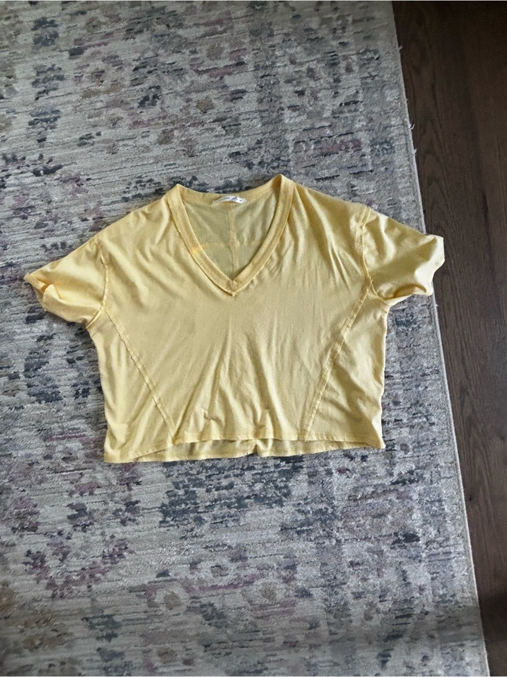 Altar'd State Sunny Yellow V-Neck Cropped Tee